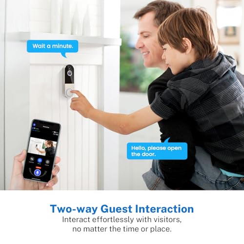 Image of 1080p Wireless Doorbell Camera with Receiver, AI Human Detection, 2-Way Audio, Night Vision, Cloud Storage (Sold Separately), Real-Time Alerts, Rechargeable Battery-Powered, 2.4Ghz Wi-Fi