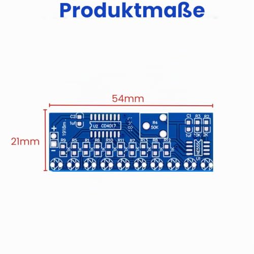 CD4017 Lauflicht-Lötbausatz, Elektronik-DIY-Übungsplatine, 10-Kanal-LED-Lauflichteffekt, NE555-Taktgeber, ideal für Elektronik-Einsteiger & DIY-Projekte