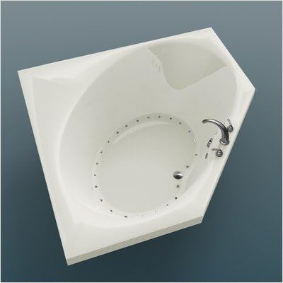 St. Barts 60 x 60 x 23" Corner Air Jetted Bathtub Color/Trim / Tile Flange / Pump: Biscuit/ Polished Brass / No / Right