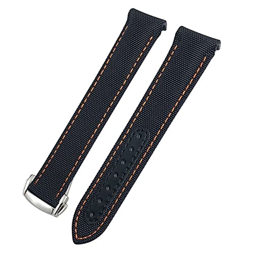 Bracelet montre nylon sport 20mm noir orange pour look Seamaster AT150