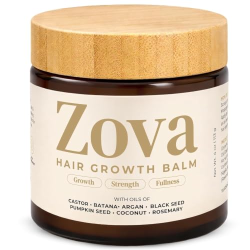 Image of Zova Hair Growth Balm with Batana, Castor, Argan & Rosemary Oil | 7 Oil Blend | Deep Scalp Nourishing & Moisturizing Hair Treatment | Supports Thicker, Stronger & Healthier Looking Hair | For Men & Women 100gm