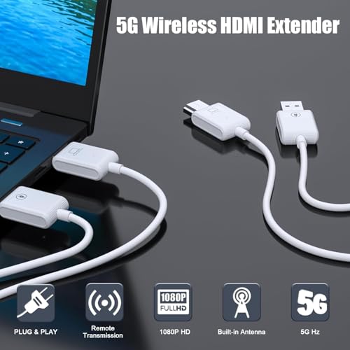 Image of Wireless HDMI Transmitter and HDMI Receiver, 165ft /50m 1080P Video /Audio Wireless Extender from Camera, MINI PC, Laptop, Set Top Box to HD TV /Projector for School, Church, Office, etc