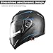 AHR Motorcycle Helmet Dual Visor Modular Flip up Full Face Helmet DOT Approved - AHR Helmet RUN-M for Adult Motorbike Street Bike Moped Racing (Black, XL)