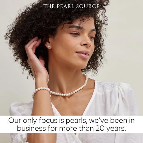 The Pearl Source 78FWRSS-18-24 Real Pearl Necklace For Women With Aaa+ Quality Round White Freshwater Genuine Cultured Pearls | 24-Inch Pearl Strand With 14K Gold Plated Sterling Silver Clasp thumb #7