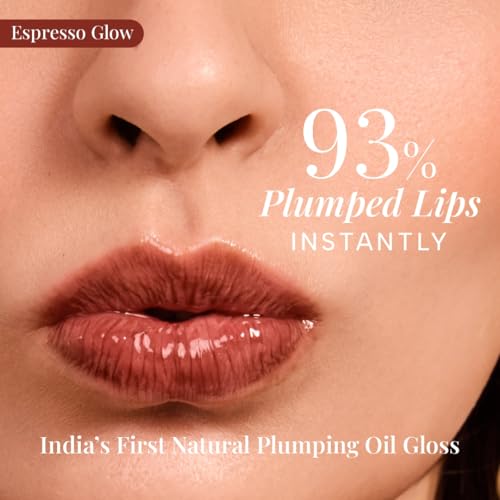Image of RAS Luxury Oils Hydrating 4-in-1 Super Plump Lip Oil Gloss, Balm, Plumper & Gloss with SPF 20 | Enriched with Natural Oils, Peptides & Hyaluronic Acid - Espresso Glow