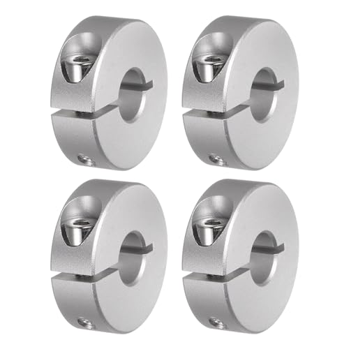 Kozelo 4Pcs Aluminum Alloy Shaft Collar - [10mm Bore x 30mm OD x 10mm Width] Clamping Style Shaft Collar for CNC Machine Tools, Hold Timing Pulleys Use, Silver Tone