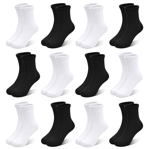 12 pares de meias infantis para meninos e meninas de 1 a 14 anos, meias esportivas de corte médio, p