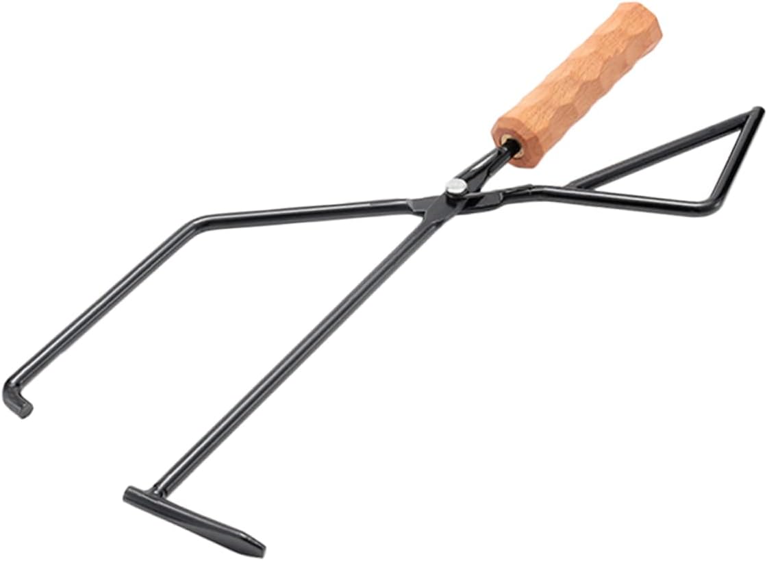 Portable Charcoal Clamp with Handle Outdoor Bbq Fire Tong for Grabbing Charcoal and Firewood for Camping Bonfires and Backyard Fire Pits