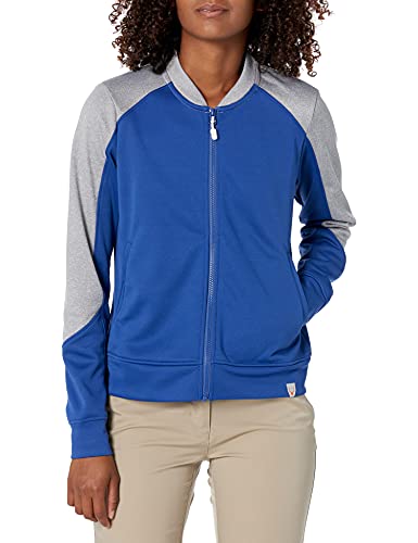 Women's Pop Fly Colorblock Heathered Fleece Full Zip Bomber Jacket