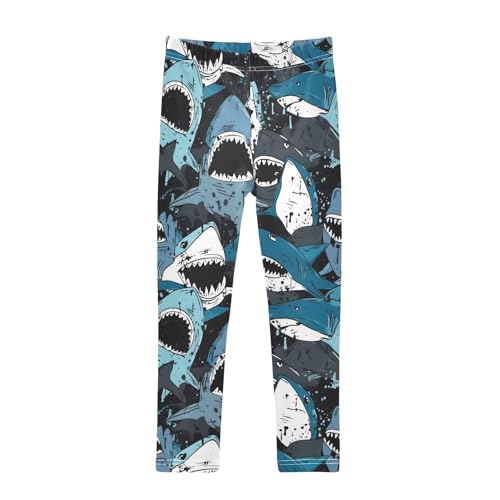 Cool Shark Abstract Girls Leggings Soft Stretch Workout Yoga Dance Pants for Kids Casual Tights