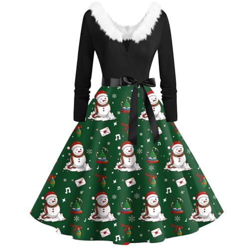 Womens Christmas Dresses A Line V Neck 1950s...