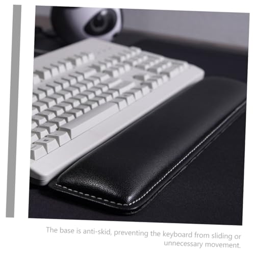 Support poignet clavier PLAFOPE en cuir noir coussin ergonomique