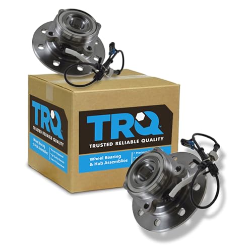 Image of TRQ Front Driver and Passenger Side Wheel Bearing and Hub Assembly Set 2 Piece Compatible with 96-00 Chevrolet K2500 4WD with 8 Lug Wheels 96-00 K3500 4WD 96-99 GMC K1500 4WD with 8 Lug Wheels