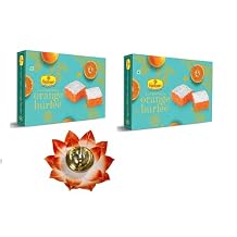 Haldirams Nagpur Orange Burfee 500 gm Pack of 2 500 X2 with Large Diya