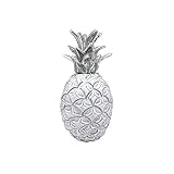 Maße: 20,3 cm lang. MARIPOSA Ananas, Keramik, mit Metallplatte, Weiß