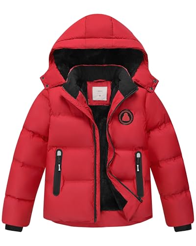 Boys' Winter Coat Kids Puffer Winter Jacket Thick Fleece Lined Warm Hooded Outerwear Coats for Boys Girls (4-15)