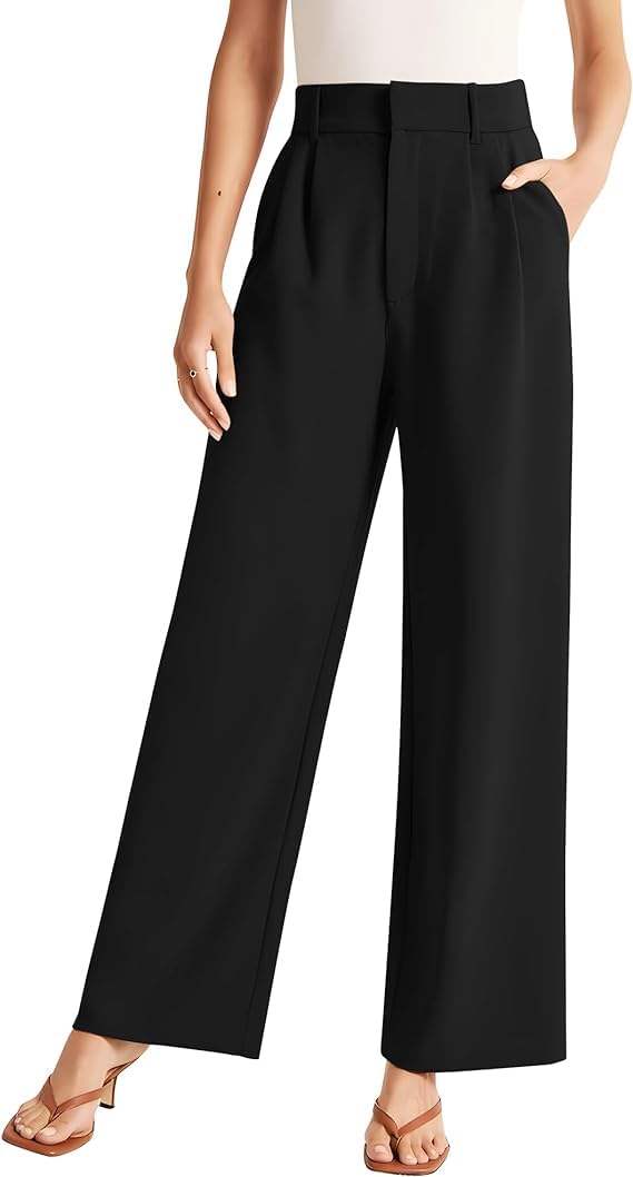 Wide Leg Dress Pants Woman Womens High Waisted Casual Dressy Trousers Business Work Office Long Straight Suit Palazzo