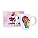 KINREX Unicorn Mug – Cute Magic Rainbow Color Changing Unicorn Ceramic Coffee & Tea Cup with Horn, Ceramics Cups That Changes Colors for Boys, Girls & Adults, White 14 oz.