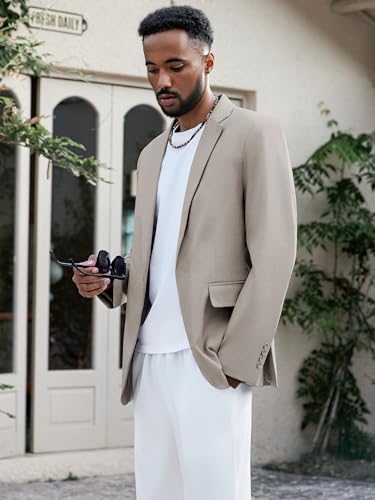 Image of MAGE MALE Men's One Button Suit Jacket Elegant Solid Color Blazers Slim Fit Lightweight Sport Coats Blazer