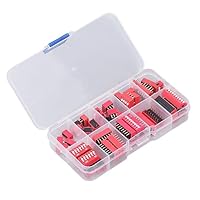 45-teiliges DIP-Schalter-Sortiment-Set, Ein-Aus-Kippschalter, 2,54 Mm, Bereich 1, 2, 3, 4, 5, 6, 7, 8, 9 P für Leiterplatten, Testplatinen, Leiterplatten