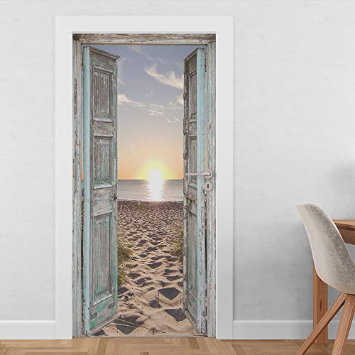 KACOLOR 3D Stairs Art Door Sticker for Bedroom Livingroom Bathroom, 2PCS Wall Decal Self-Adhesive Waterproof Removable Door Murals Wallpaper Home Decoration (SP-F1035)