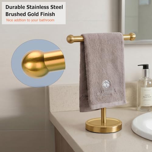 Support de serviette autoportant en or brossé pour bain - 4