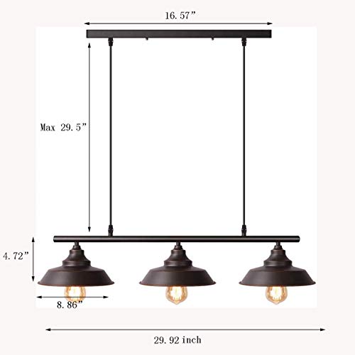Plafonnier industriel vintage 3 douilles E27 suspension rétro en métal