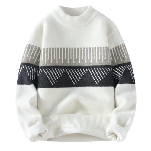 Pull en tricot pour homme anti-froid à col demi-haut confortable sans gratter