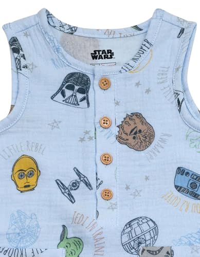 STAR WARS Baby Henley Romper Newborn to Infant Sizes (Newborn - 24 Months)2