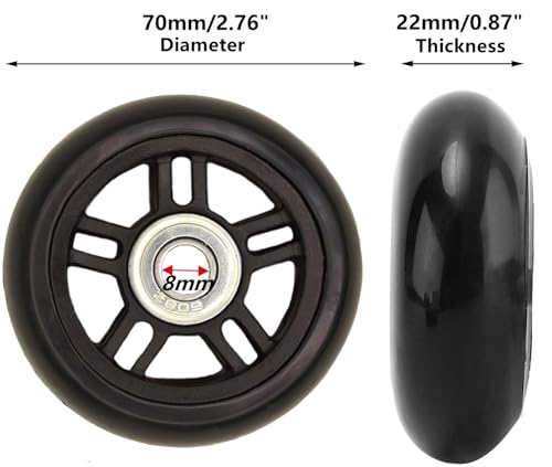 1 par de rodas de bagagem de substituição 68/70/75/80 mm rodas de skate em linha com rolamentos de 8