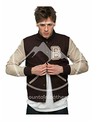 Hotline Miami Bomber Varsity Brown Racing Wool Letterman B Patch Handmade Light Weight Jacket4