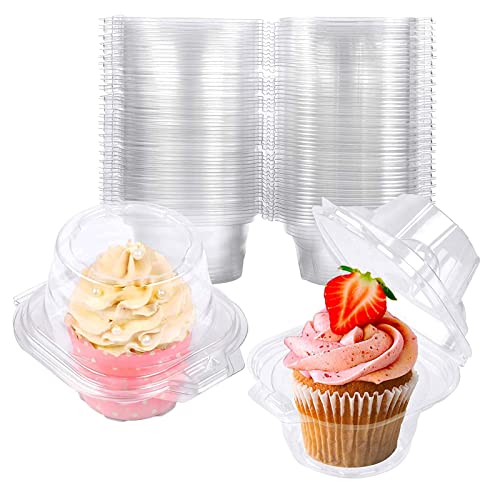 50 pack individual cupcake containers plastic cupcake boxes cupcake holders stackable deep dome cupcake carrier