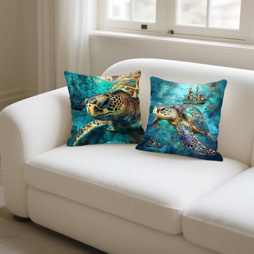 Taie oreiller coussin canapé impression recto verso bleu et texture super douce