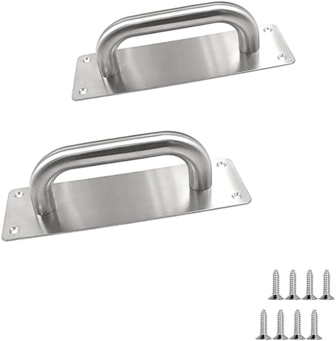 Stainless Steel Door Plate Handle, Heavy Duty Pull/Push, Sliding Barn Pull Shed Commercial Fire Door Handle,2 Pack,7.9" x 2.6" (Rectangle)