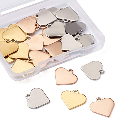 Beadthoven 40Pcs Stainless Steel Heart Charms Mixed Polished Metal Heart Blank Stamping Tag Pendants Valentine’s Day Accessories For Diy Necklace Bracelet Charms Gifts #TOP1