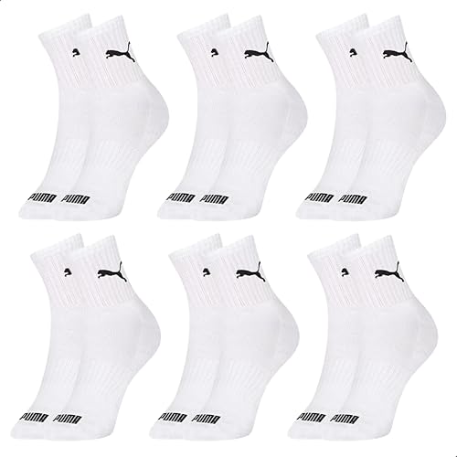 PUMA Kit 6 Pares de Meia Puma Cano Médio Sola Atoalhada com Faixa Tensora Esportiva Unissex Adulto,