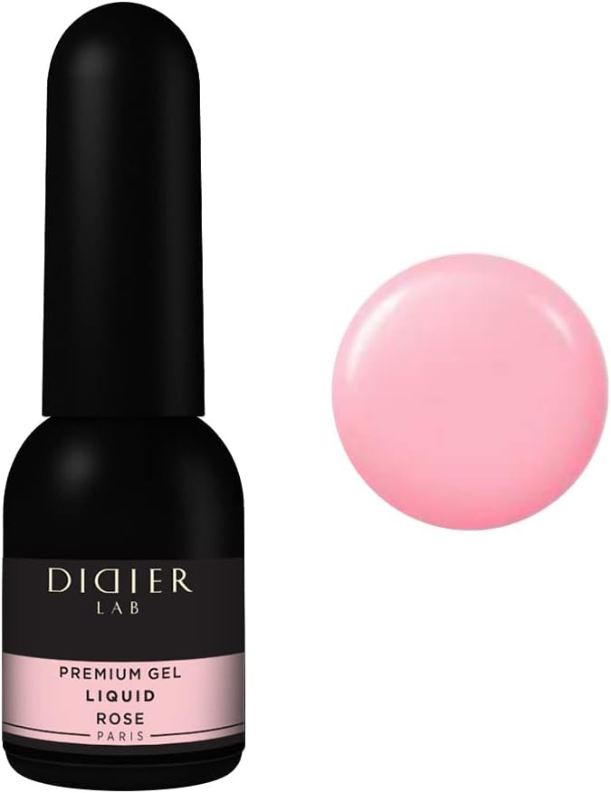 DIDIER LABPremium Gel Liquid Rose - Builder in a Bottle Nail Extension for up to 5mm Viscous Easy Application Suitable Beginners UV Lamp – French Manicure Pink Colour