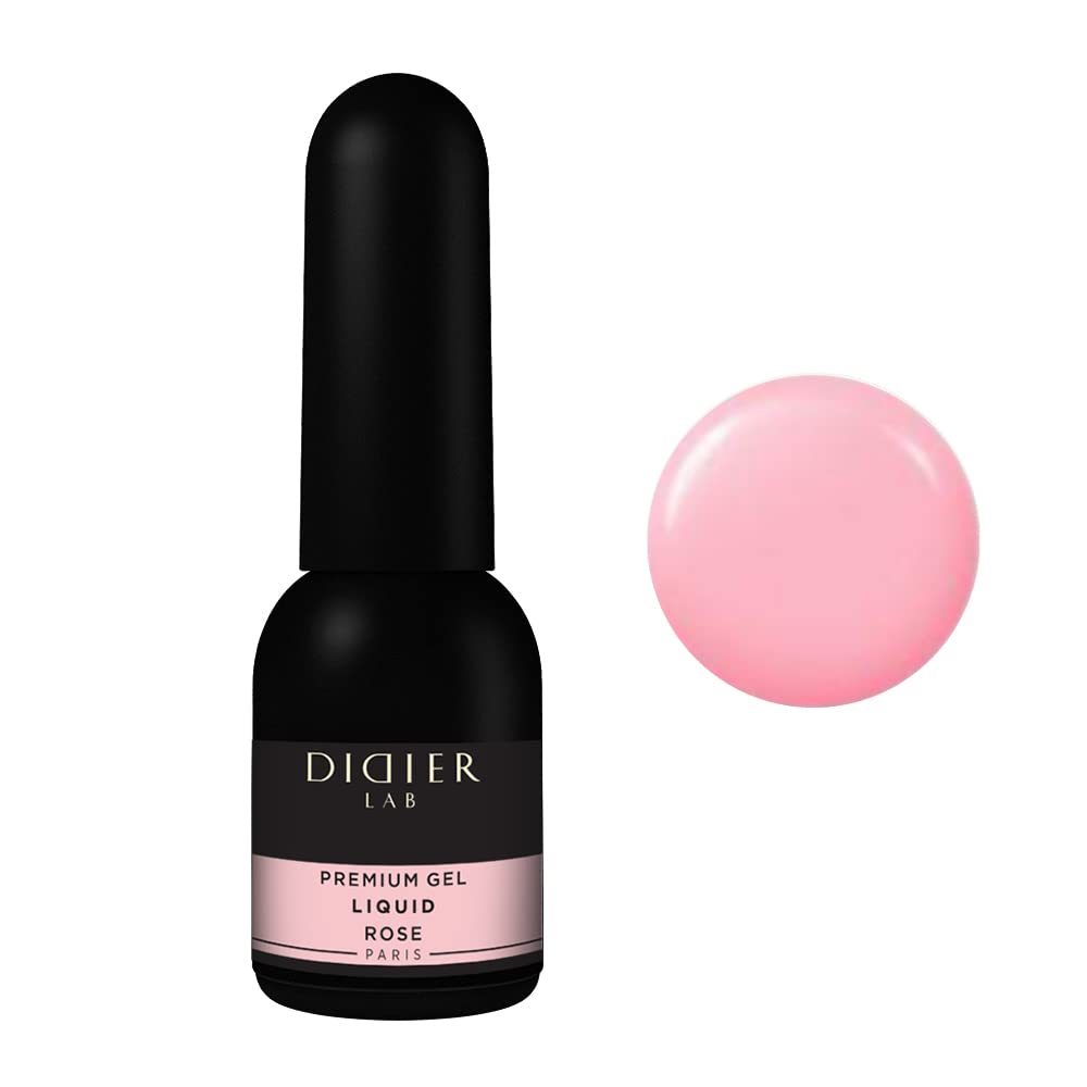 DIDIER LABPremium Gel Liquid Rose - Builder in a Bottle Nail Extension for up to 5mm Viscous Easy Application Suitable Beginners UV Lamp – French Manicure Pink Colour