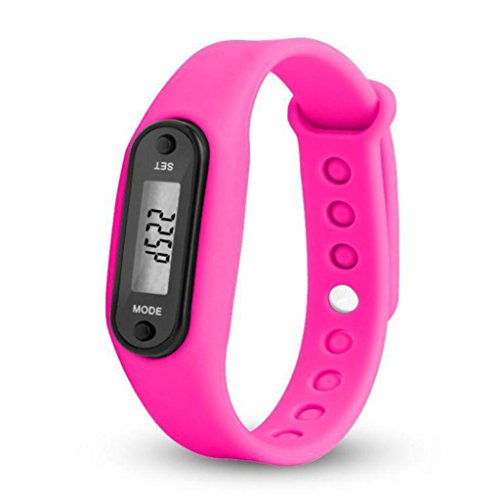 Geshiglobal - Reloj de pulsera con podómetro, contador de calorías, LCD, distancia, hot pink Cover