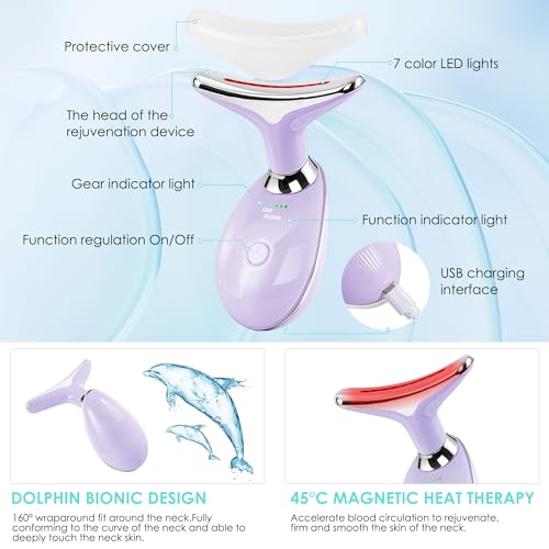 Image of Facial Massager Red-Light-Therapy-for-Face and Neck, Face 𝖲 culpting Wand with 7 Color (Light Purple)