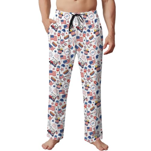 UOER Funny Men's Pajama Pants American Flag Golf Sleep Pants for Men