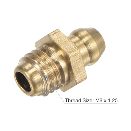 Image of uxcell Brass Straight Grease Fitting M8 x 1.25mm Thread Hydraulic Grease Fitting Accessories, 20Pcs
