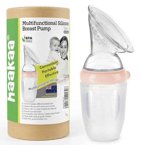 Image of haakaa Gen.3 Manual Breast Pump Upgraded Multifuctional Silicone Breast Pump for Breastfeeding Moms to Collect Breast Milk Reusable(8oz/250ml, Peach)