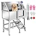 OLIPIC Stainless Steel Dog Washing Station for Large Dogs, Dog Grooming Tub for Home, Professional Dog Bathtub Bathing Station, Pet Wash Station, Dog Shower Tub with Stairs, Drain & Door,34