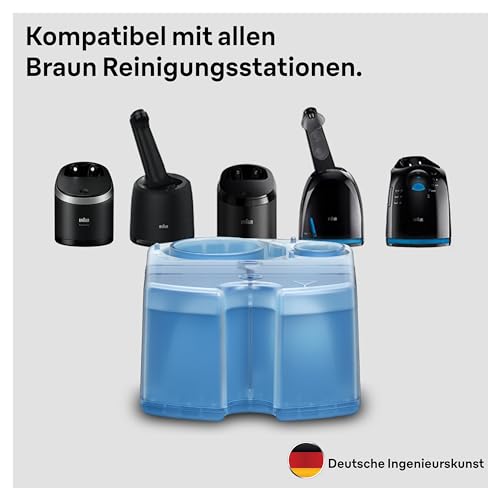 Braun 3-in-1 ShaverCare Reinigungskartuschen für Reinigungsstationen – ORIGINAL Kartuschen – Reinigt Rasierer 10x besser als Wasser, Scherkopfreiniger, Entfernt Haare und Hautpartikel – 6er Pack