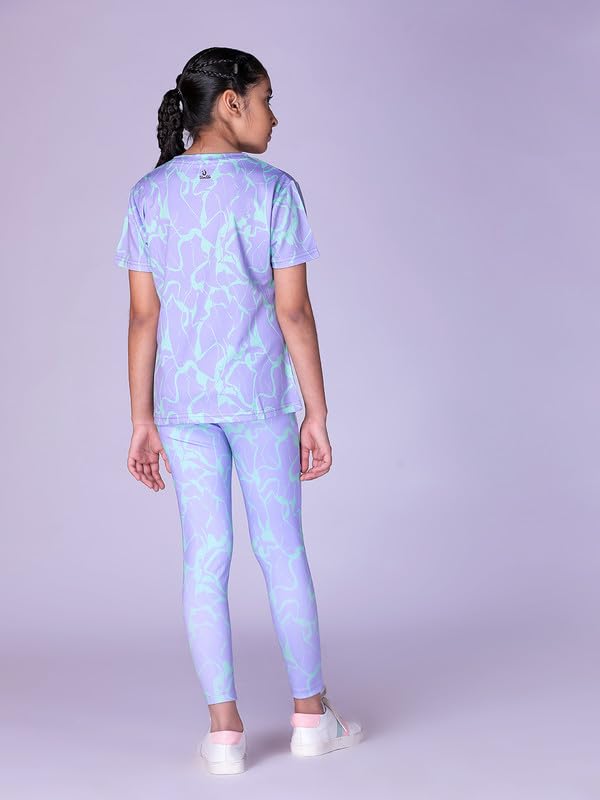 Image of Girl's Activewear Workout Set 2 Piece Athletic Sets Dry Fit Printed Tees And Leggings Yoga Running Dance 4-14Y