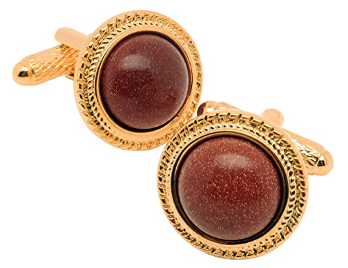 Jonwo Rot Edelsteine 14K Vergolden Manschettenknöpfe für Herren In Geschenkbox Männer Manschettenknopf Men Cufflinks Hochzeit Hemd Party Geburtstag Jubiläum Kleid Cover
