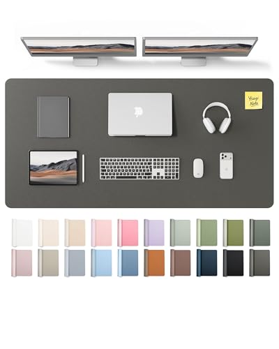 Image of YSAGi Leather Desk Pad Protector, Office Desk Mat, Large Mouse Pad, Non-Slip PU Leather Desk Blotter, Laptop Desk Pad, Waterproof Desk Writing Pad for Office and Home (Dark Grey,55 inch x 24 inch)