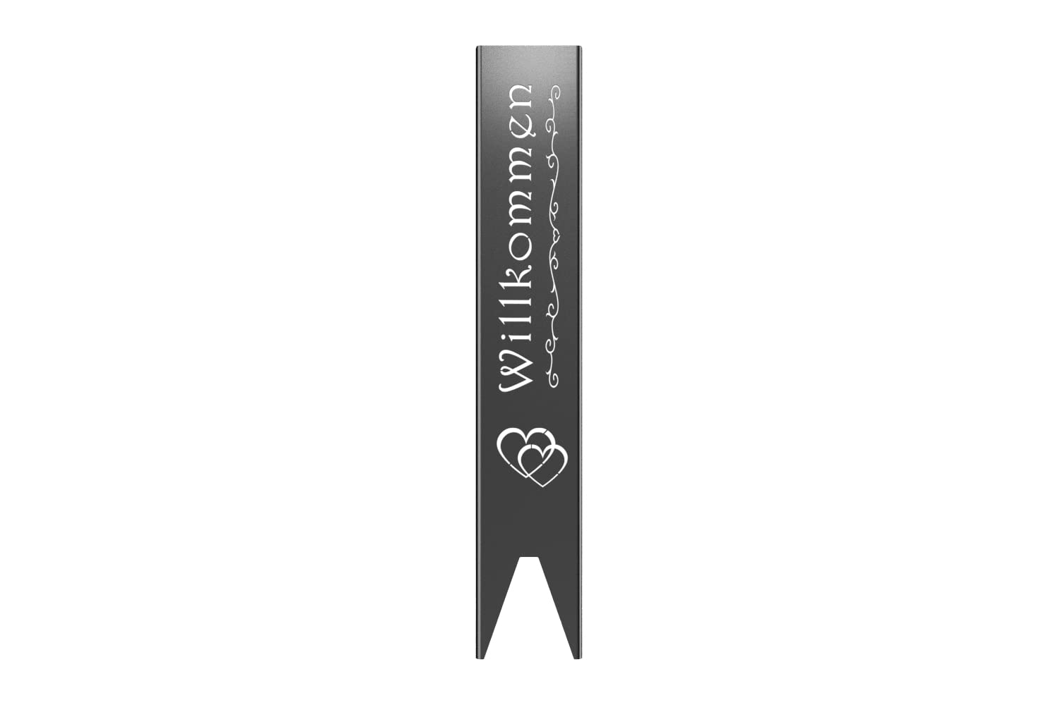 teileplus24 GS01-DH-1 Willkommen Gartenstecker Gartenschild | Schwarz Garten Deko | 3D Abkantung | 120cm x 21cm