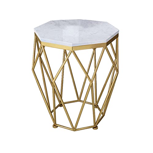 Seitentisch, Haushaltsgoldsofa Tisch Wohnzimmer Eisenkunst Dekorative Tisch Tee Tisch Lesetisch Kreativer Marmor Couchtisch(Size:47 * 47 * 56CM) Cover